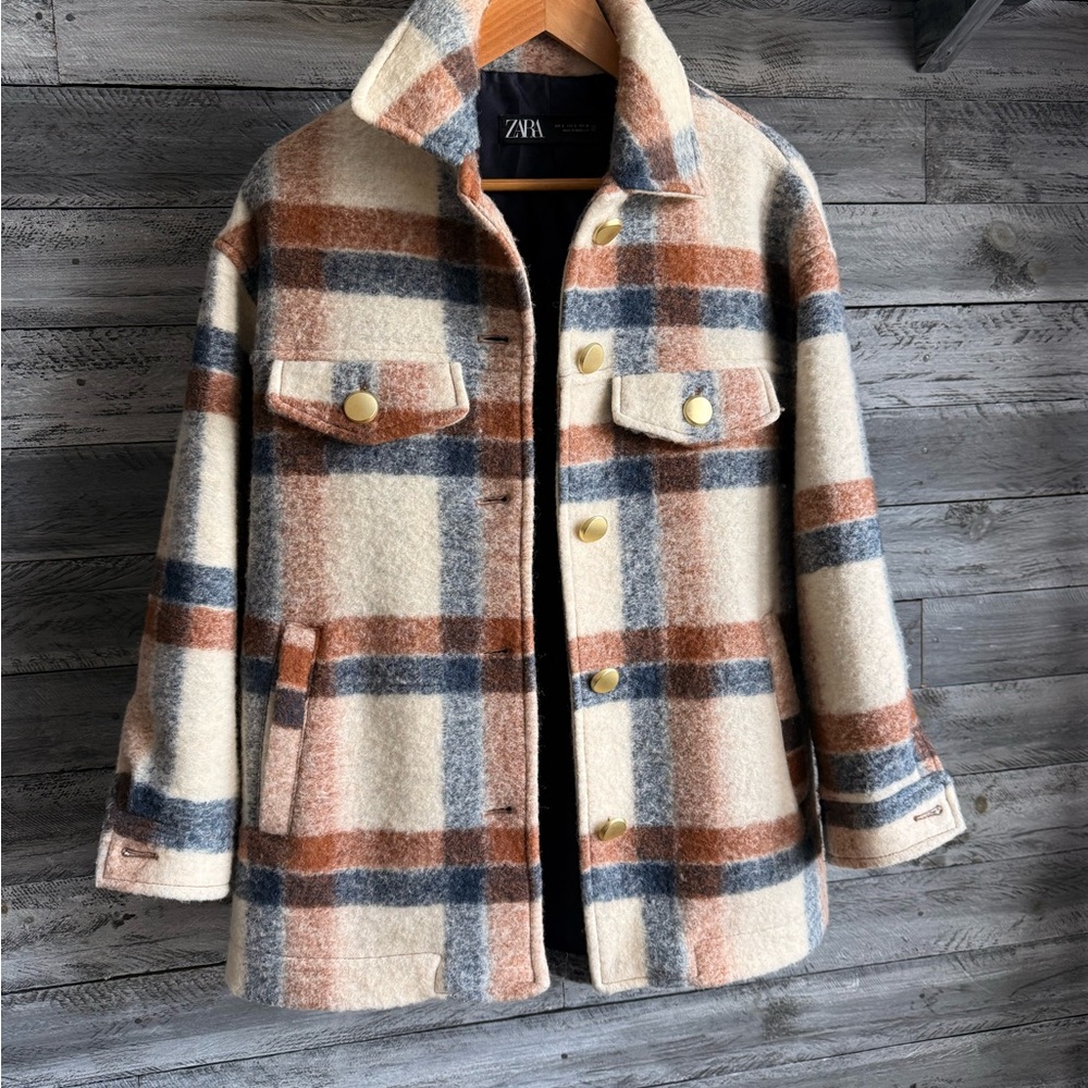 Zara Multicolor Wool Blend Coat